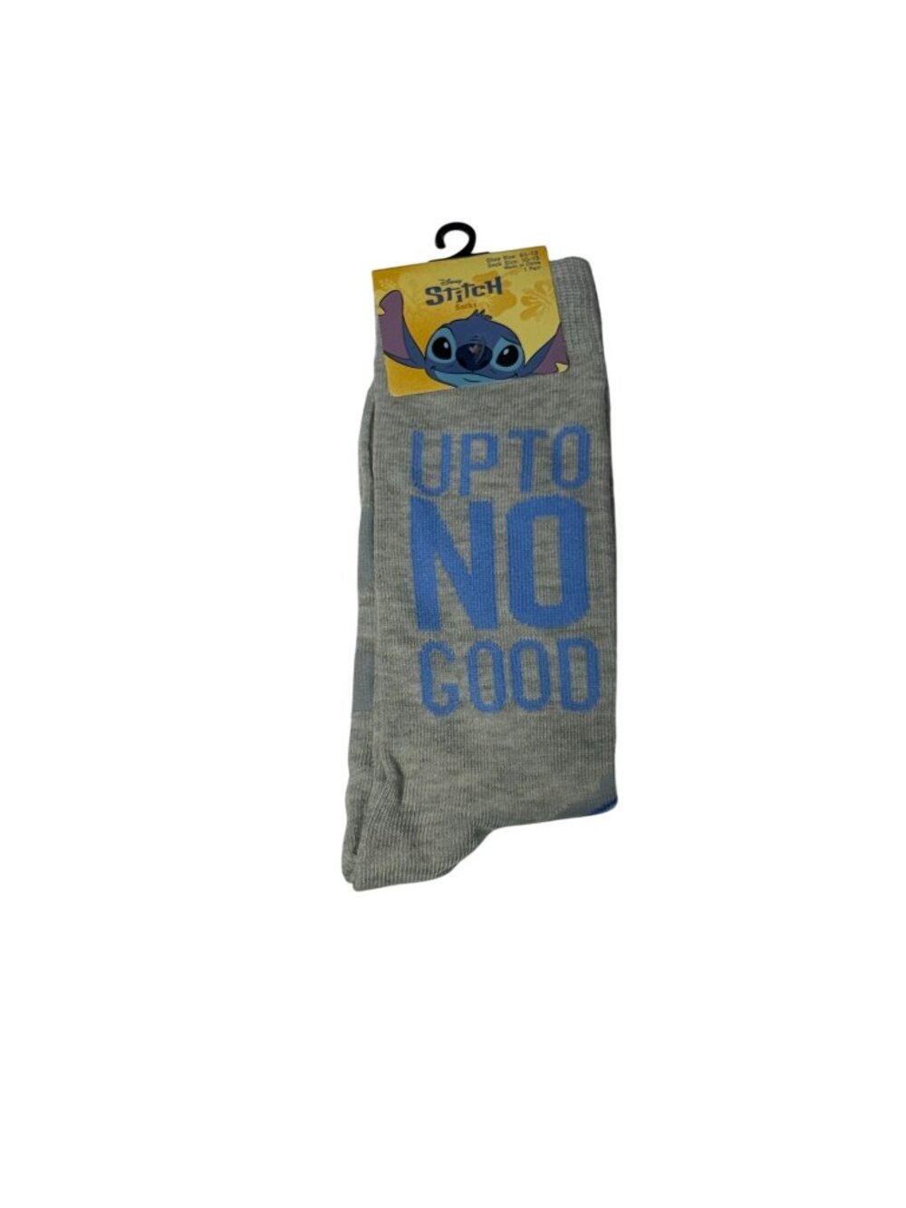 Disney Stitch Up To No Good Crew Socks Gray One Size Novelty NWT